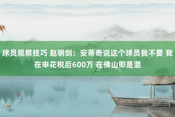 球员观察技巧 赵明剑：安蒂奇说这个球员我不要 我在申花税后600万 在佛山即是混