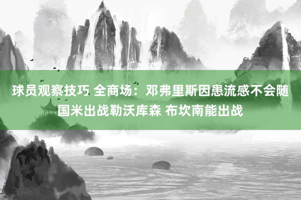 球员观察技巧 全商场：邓弗里斯因患流感不会随国米出战勒沃库森 布坎南能出战