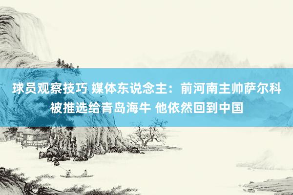 球员观察技巧 媒体东说念主：前河南主帅萨尔科被推选给青岛海牛 他依然回到中国