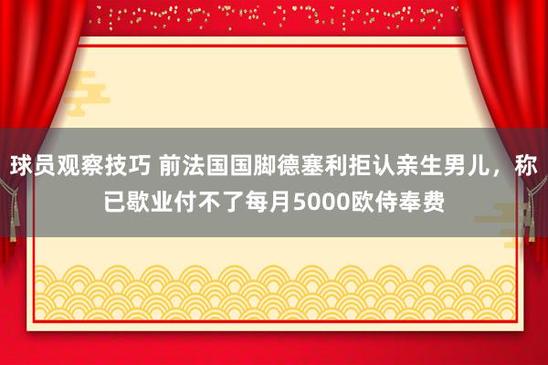 球员观察技巧 前法国国脚德塞利拒认亲生男儿，称已歇业付不了每月5000欧侍奉费