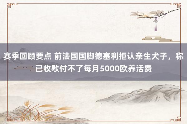 赛季回顾要点 前法国国脚德塞利拒认亲生犬子，称已收歇付不了每月5000欧养活费