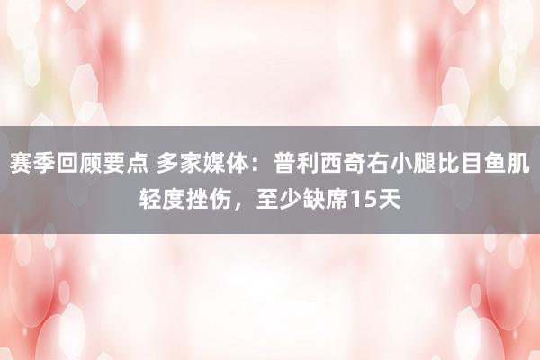 赛季回顾要点 多家媒体：普利西奇右小腿比目鱼肌轻度挫伤，至少缺席15天