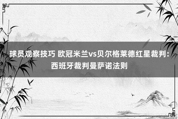 球员观察技巧 欧冠米兰vs贝尔格莱德红星裁判：西班牙裁判曼萨诺法则