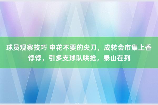 球员观察技巧 申花不要的尖刀，成转会市集上香饽饽，引多支球队哄抢，泰山在列